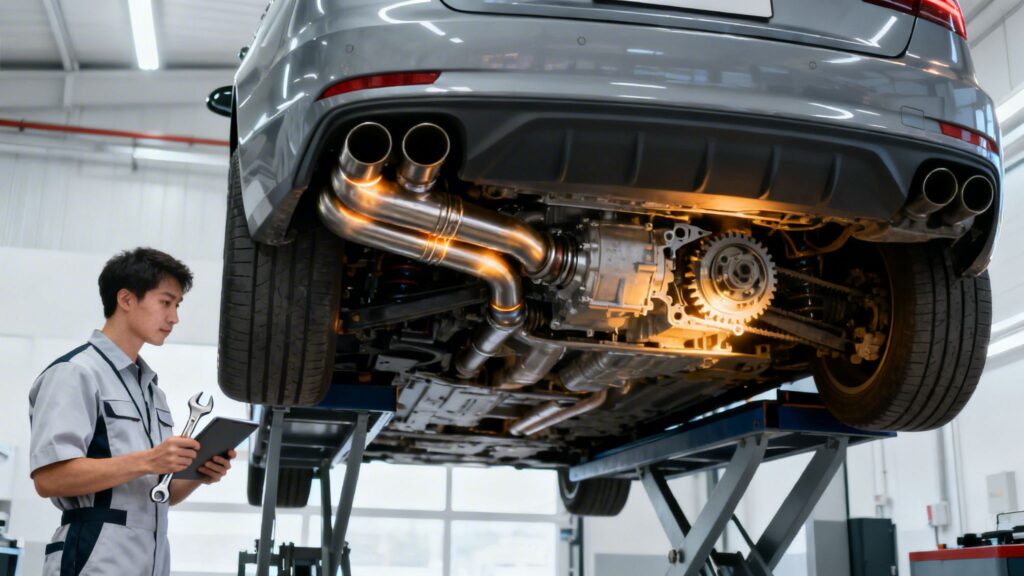 exhaust repair transmisssion repair under car
